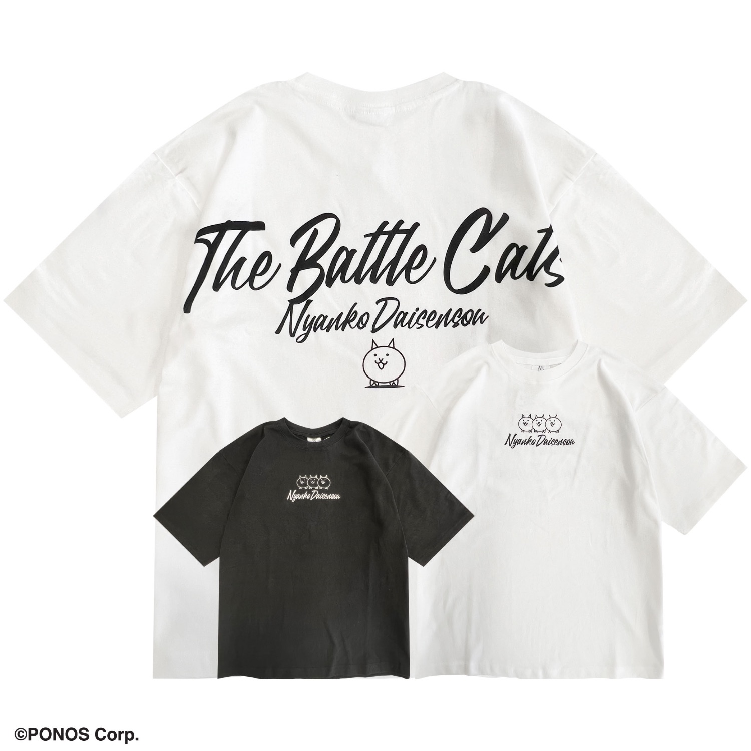 にゃんこ大戦争 Tシャツ 半袖 オーバーサイズ プリント ストリート