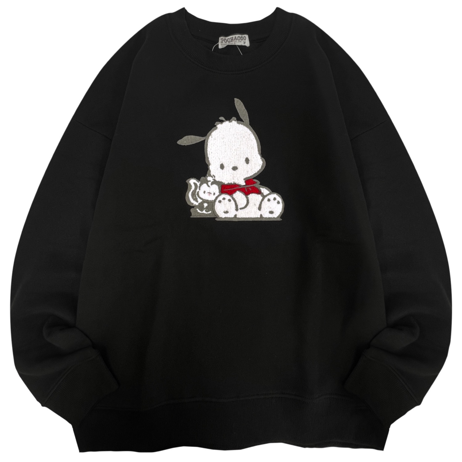 サンリオ　SANRIO　ポチャッコ　ジッパー付トレーナー　長袖　ぽちゃっこ　Ｌ ポチャッコ サガラ刺繍 裏起毛ビッグシルエット トレーナー オーバー