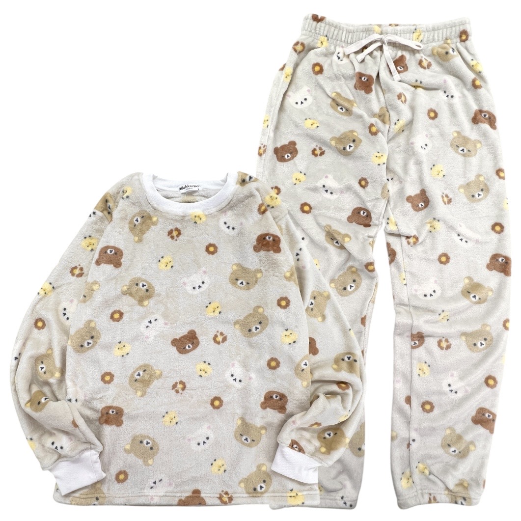 San-X（サンエックス） リラックマ プリント 総柄 ボアフリース 上下