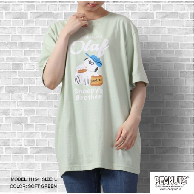 SNOOPY（スヌーピー） オラフ 半袖 Tシャツ PEANUTS グリーン 
