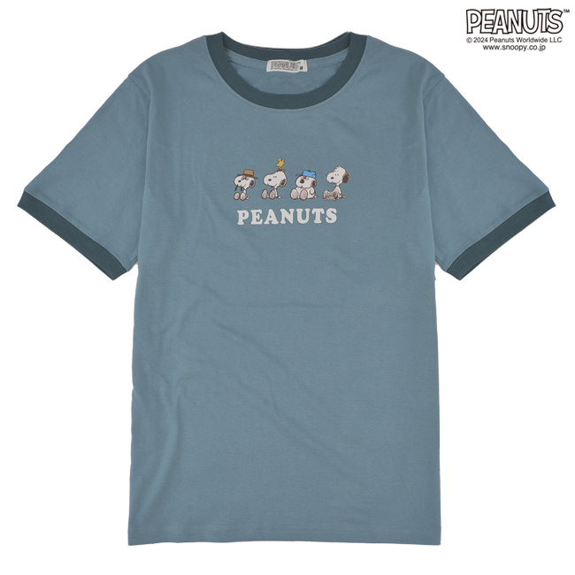 SNOOPY（スヌーピー） Tシャツ 半袖 トップス リンガー ネック