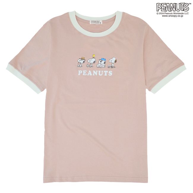 SNOOPY（スヌーピー） Tシャツ 半袖 トップス リンガー ネック