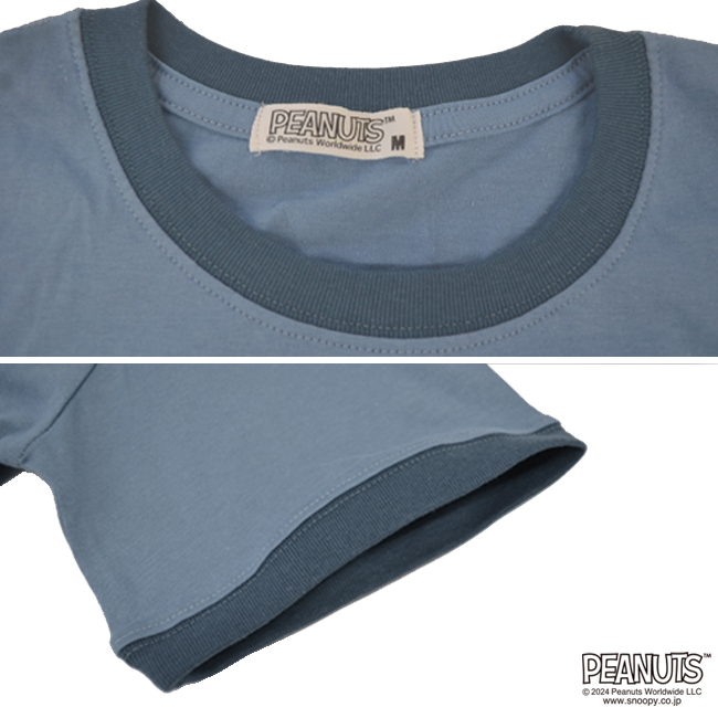 SNOOPY（スヌーピー） Tシャツ 半袖 トップス リンガー ネック