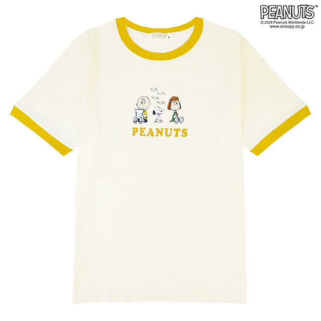 SNOOPY（スヌーピー） Tシャツ 半袖 トップス リンガー ネック