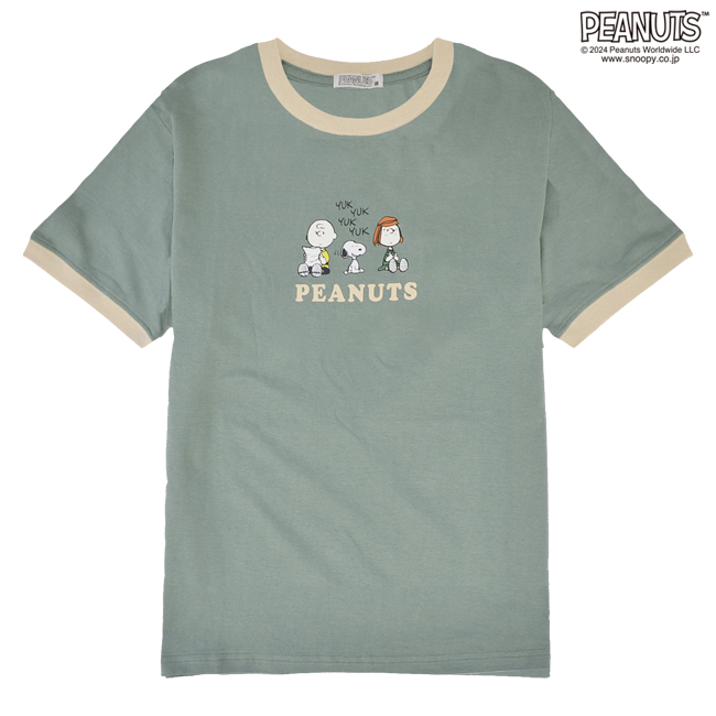SNOOPY（スヌーピー） Tシャツ 半袖 トップス リンガー ネック
