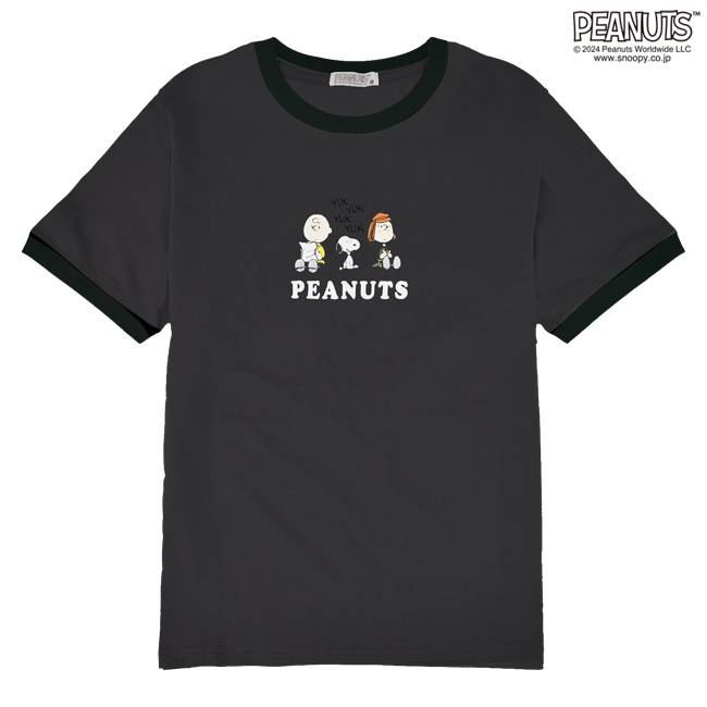 SNOOPY（スヌーピー） Tシャツ 半袖 トップス リンガー ネック