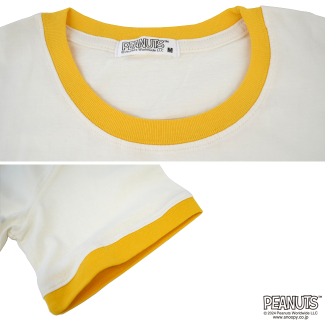 SNOOPY（スヌーピー） Tシャツ 半袖 トップス リンガー ネック