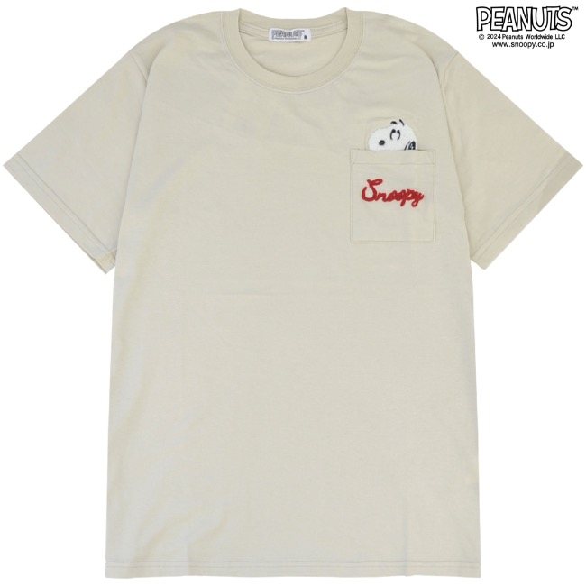 SNOOPY（スヌーピー） サガラ刺繍 ポケット 半袖 Tシャツ PEANUTS