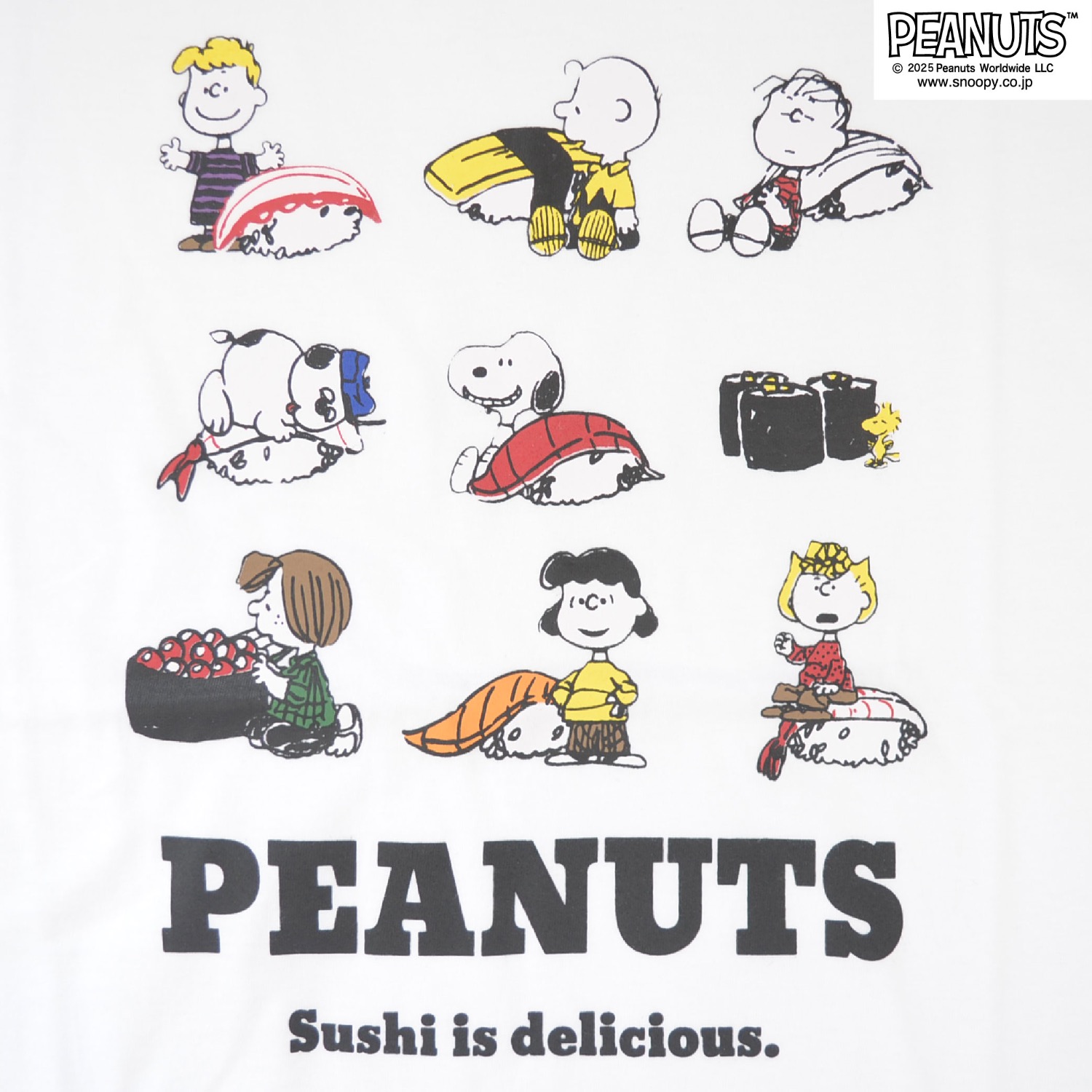 SNOOPY（スヌーピー） ピーナッツ フレンズ 寿司 和柄 半袖 Tシャツ 