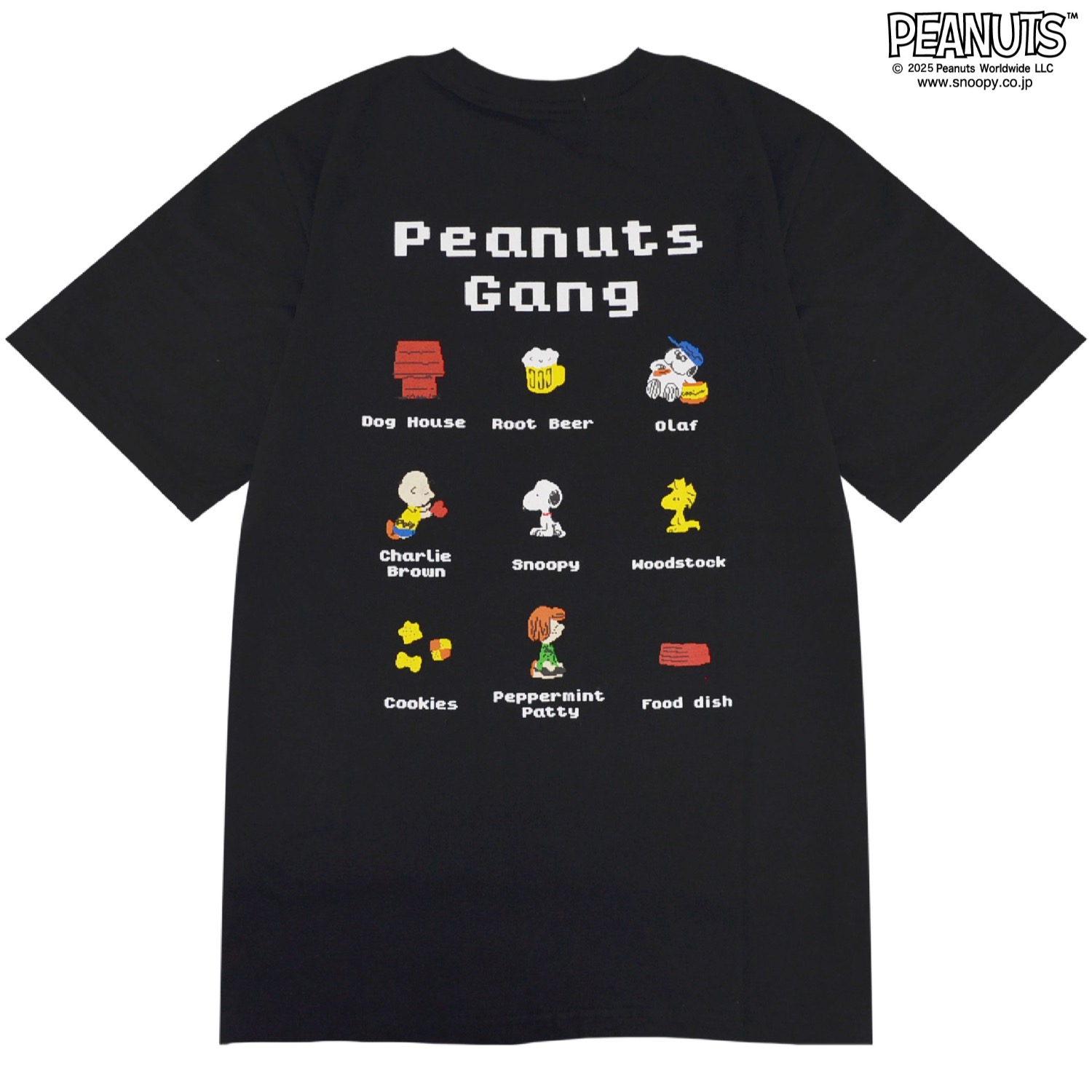 SNOOPY（スヌーピー） 半袖 PEANUTS ピクセル全員柄 バックプリント T