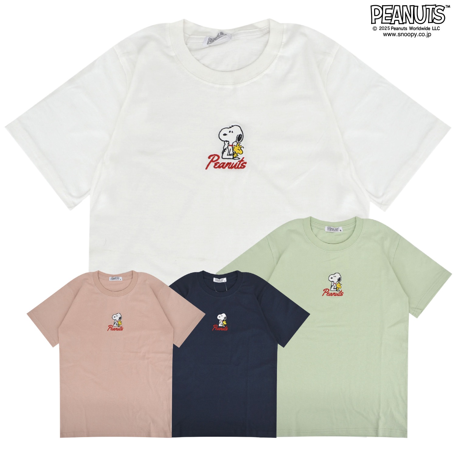 SNOOPY（スヌーピー） Tシャツ 半袖 トップス 刺繍 ウッドストック
