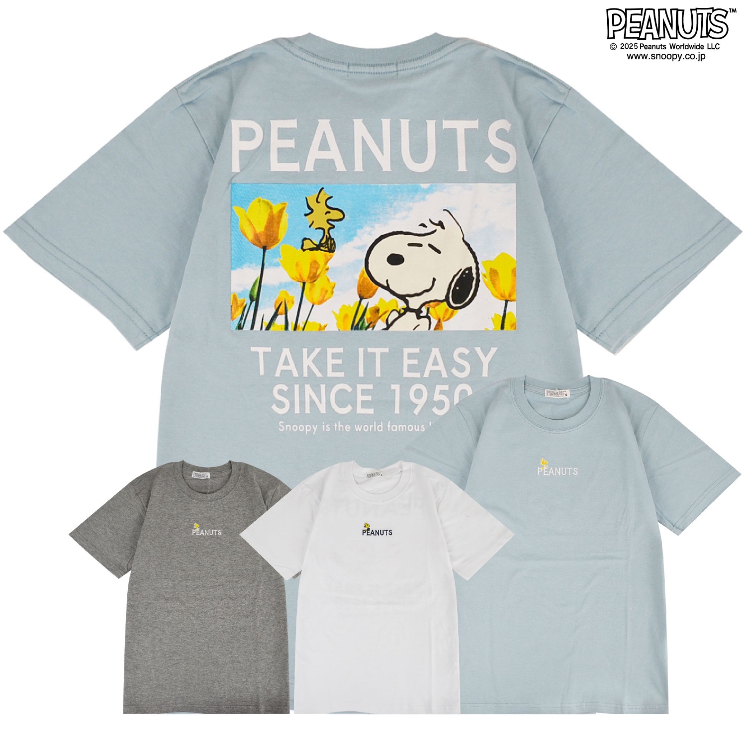 スヌーピー　Tシャツ　半袖　レディースL　デカサガラ刺繍　バックプリント　C SNOOPY（スヌーピー） Tシャツ 半袖 トップス バック フォト プリント