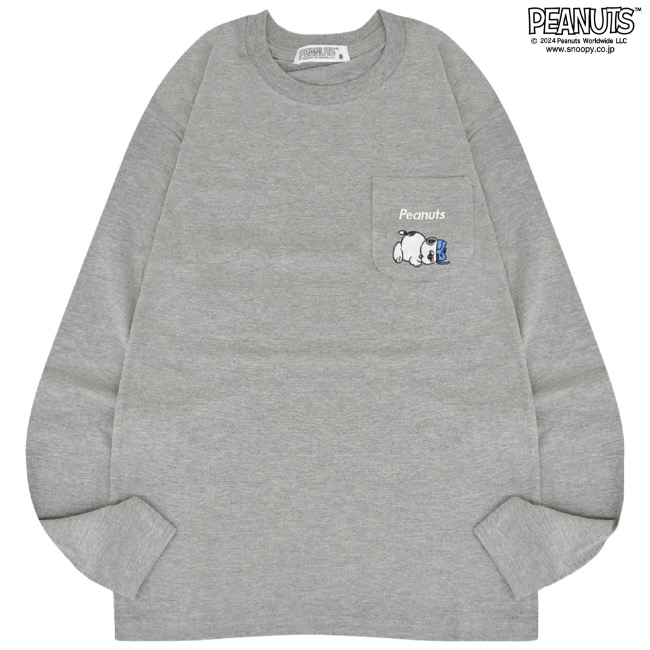 SNOOPY（スヌーピー） Tシャツ 長袖 トップス 刺繍 ポケット オラフ