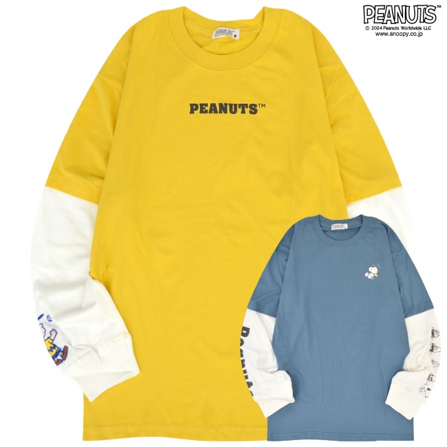 SNOOPY（スヌーピー） 長袖 Tシャツ フェイク レイヤード オーバー