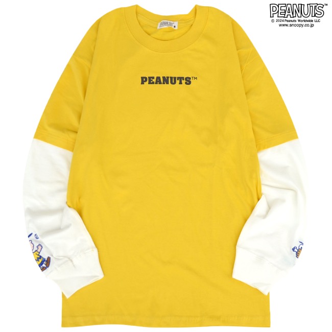 SNOOPY（スヌーピー） 長袖 Tシャツ フェイク レイヤード オーバー