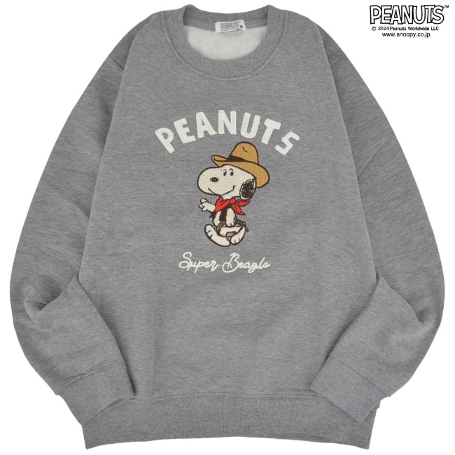 SNOOPY（スヌーピー） トレーナー 裏毛 長袖 刺繍 スウェット レトロ