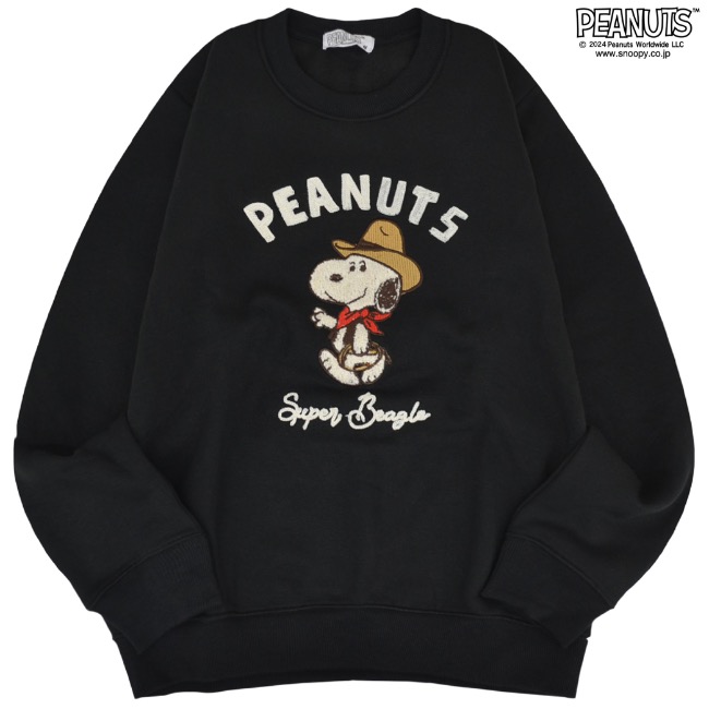 SNOOPY（スヌーピー） トレーナー 裏毛 長袖 刺繍 スウェット レトロ