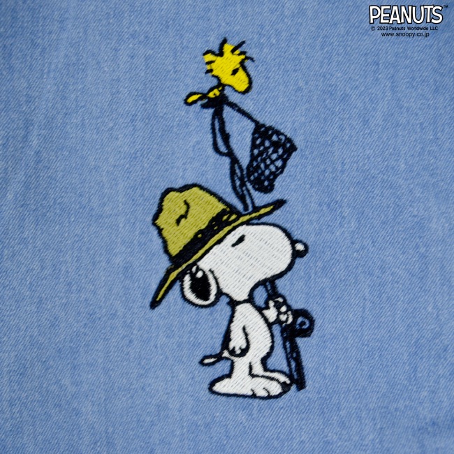 SNOOPY（スヌーピー） デニム 長袖 シャツ 刺繍 フライングエース