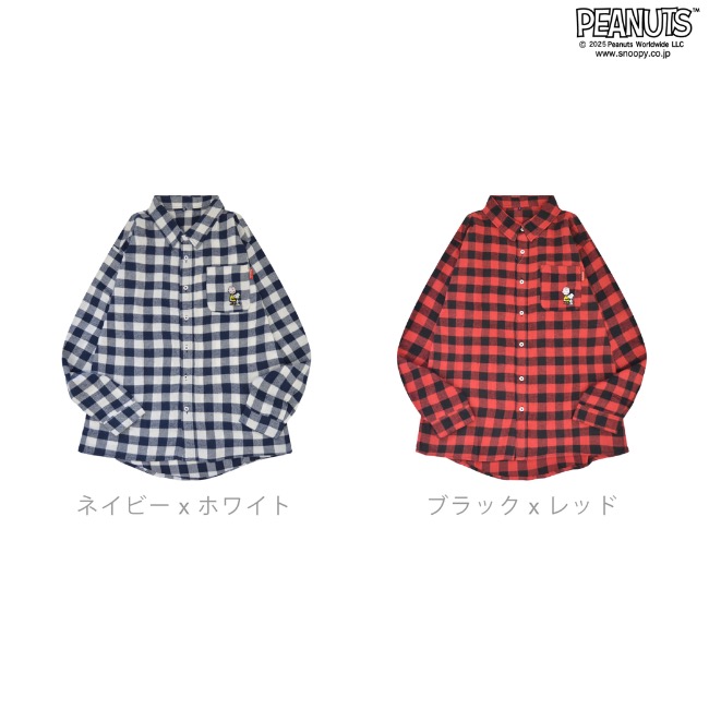 SNOOPY（スヌーピー） チェックシャツ フランネル ギンガムチェック