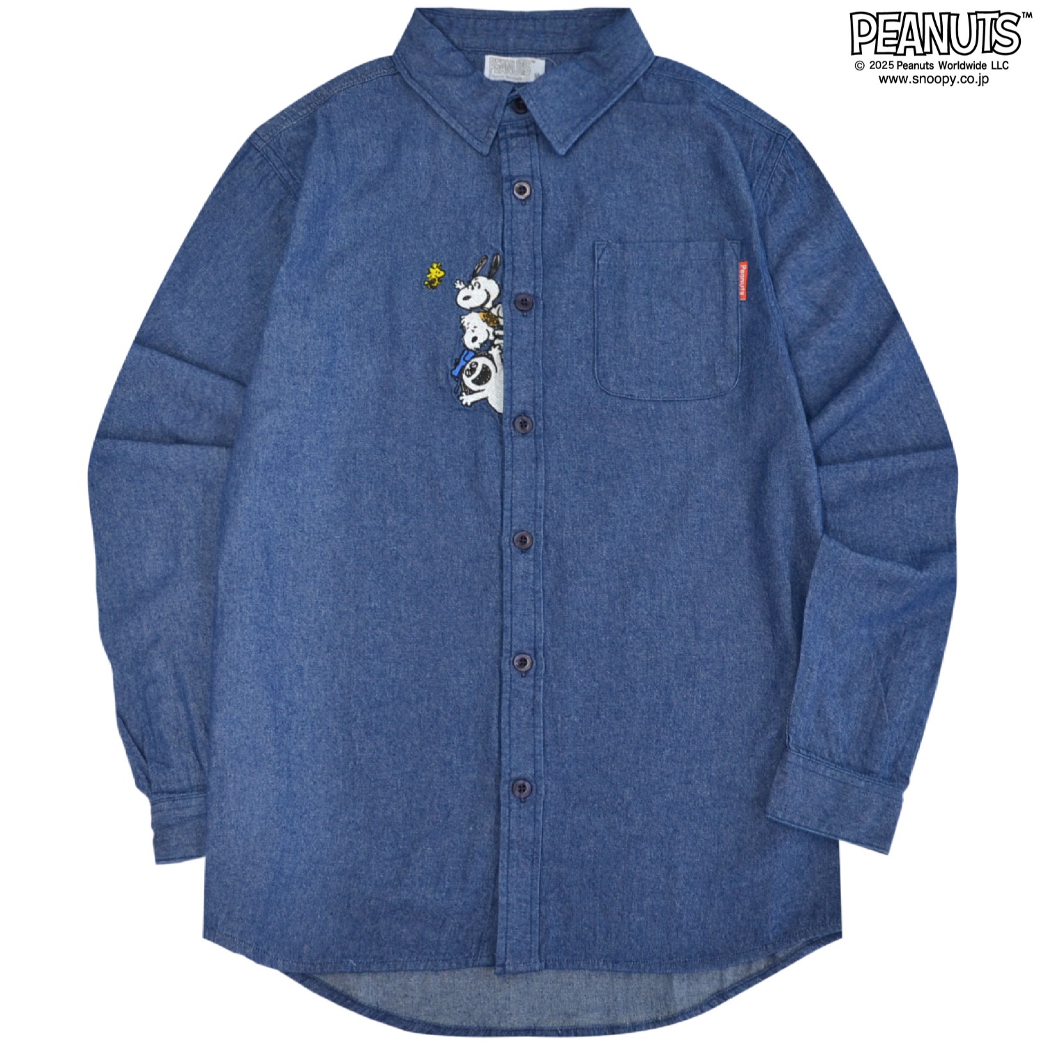 SNOOPY（スヌーピー） フレンズ きょうだい 刺繍デニムヒッコリー長袖