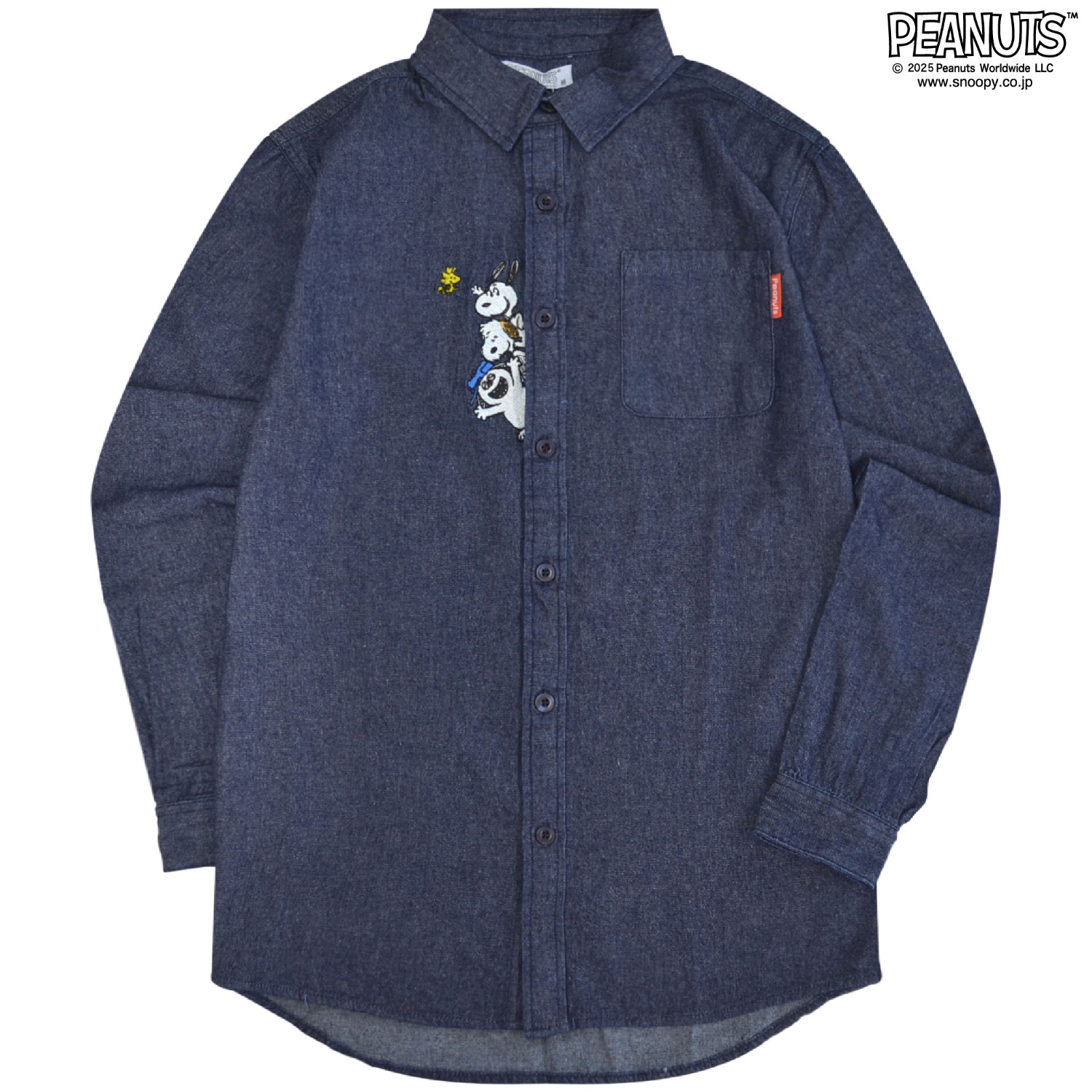 SNOOPY（スヌーピー） フレンズ きょうだい 刺繍デニムヒッコリー長袖