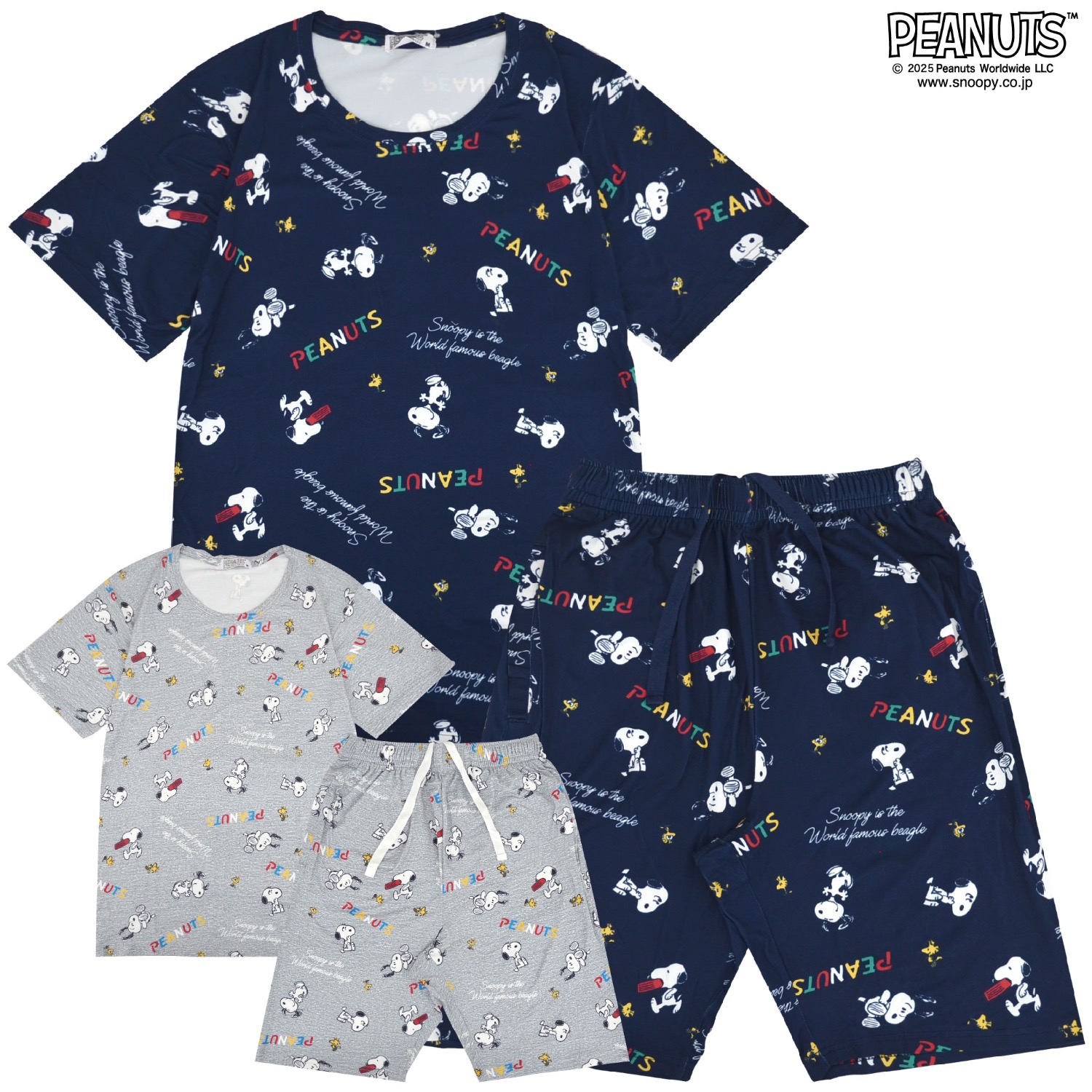 SNOOPY（スヌーピー） 半袖 シャツ ハーフパンツ セットアップ 上下