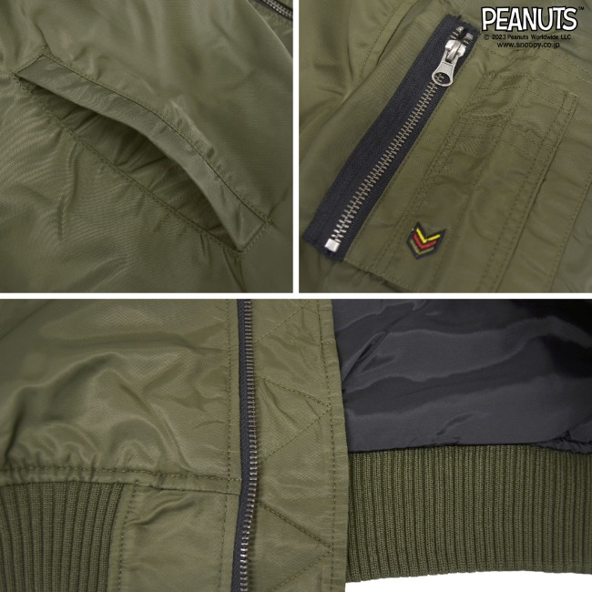SNOOPY（スヌーピー） ワッペン 刺繍 ナイロン MA-1 ブルゾン SNOOPY