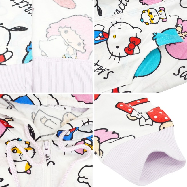 sanrio（サンリオ） キャラクターズ パーカー 総柄 レディース メンズ 