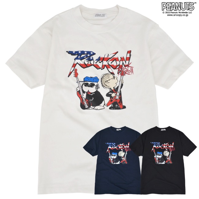 SNOOPY（スヌーピー） ピーナッツ 半袖 ロックンロール Tシャツ春夏秋 