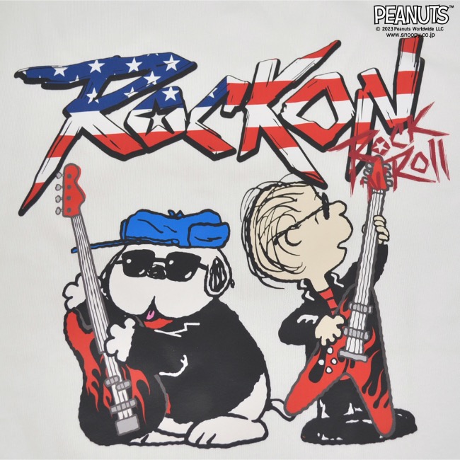 SNOOPY（スヌーピー） ピーナッツ 半袖 ロックンロール Tシャツ春夏秋 