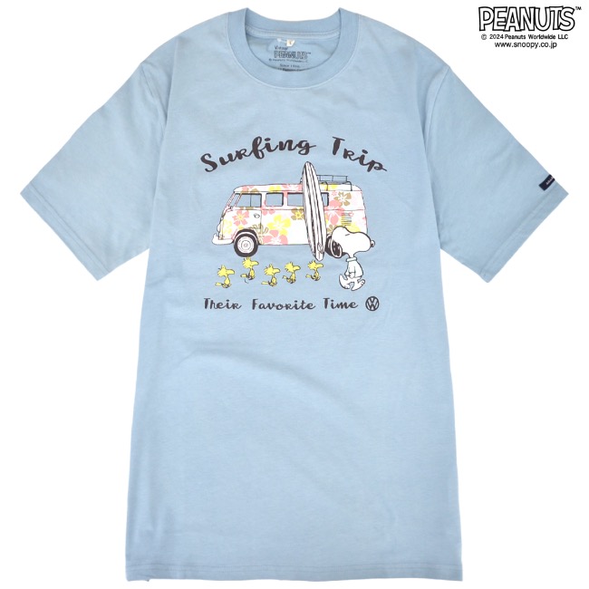 スヌーピー Tシャツ 半袖 フォルクスワーゲン トップス 大人 ペアルック 車 SNOOPY PEANUTS Volkswagen｜chara-basket｜04