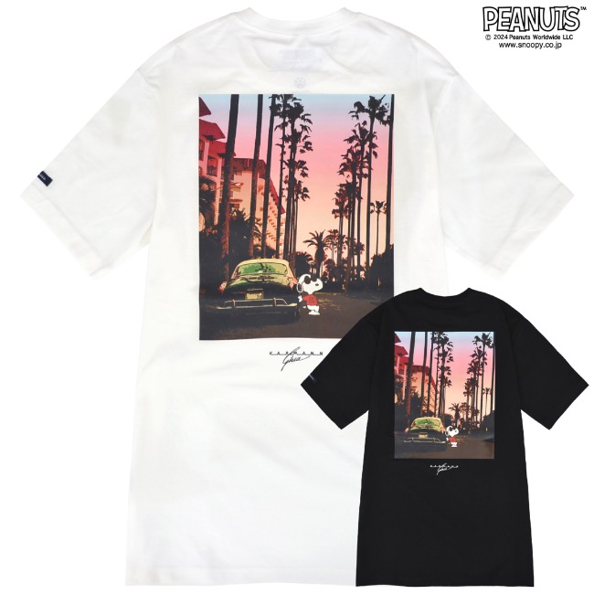 スヌーピー Tシャツ 半袖 フォルクスワーゲン トップス 大人 車 フォト プリント SNOOPY PEANUTS Volkswagen | 