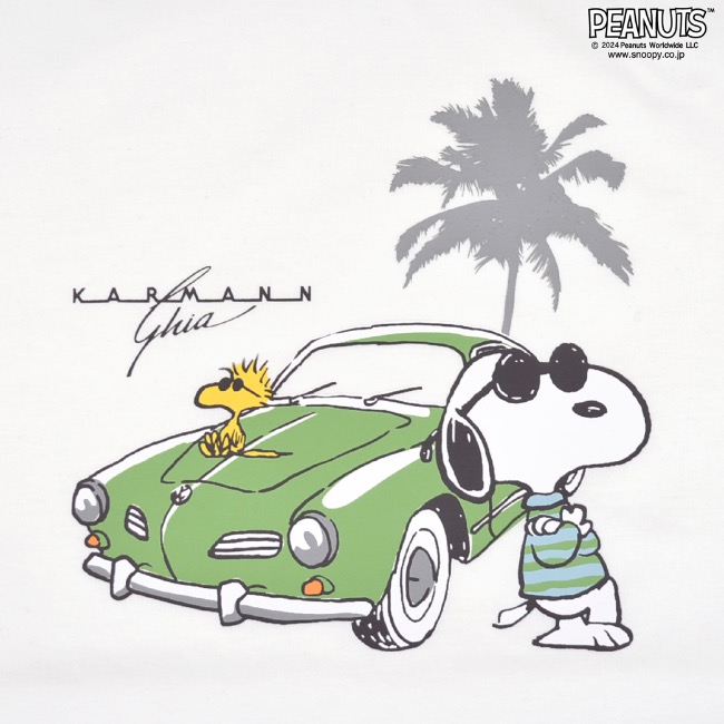 スヌーピー Tシャツ 半袖 フォルクスワーゲン トップス ジョークール 大人 車 フォト プリント SNOOPY JOE COOL PEANUTS Volkswagen｜chara-basket｜04