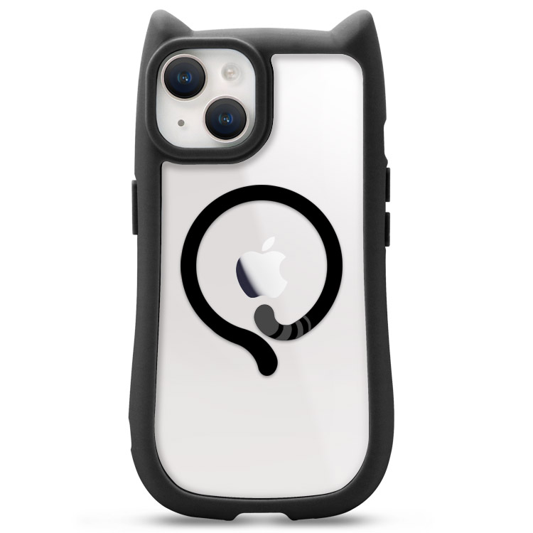 猫耳デザイン iPhoneケース ブラック ZENIX DESIGN TECH iPhone16e ケース MagSafe対応 iPhone16