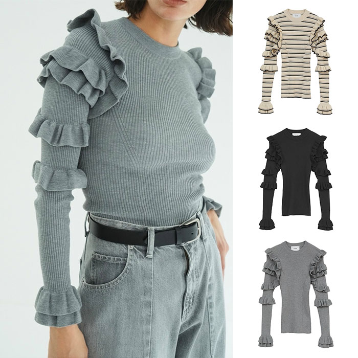 CLANE（クラネ） 即日発送 正規商品 フリル スリーブ ニット トップス
