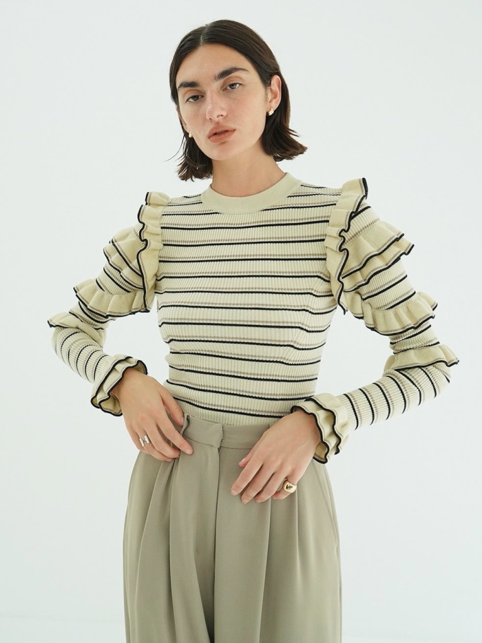 CLANE（クラネ） 即日発送 正規商品 フリル スリーブ ニット トップス