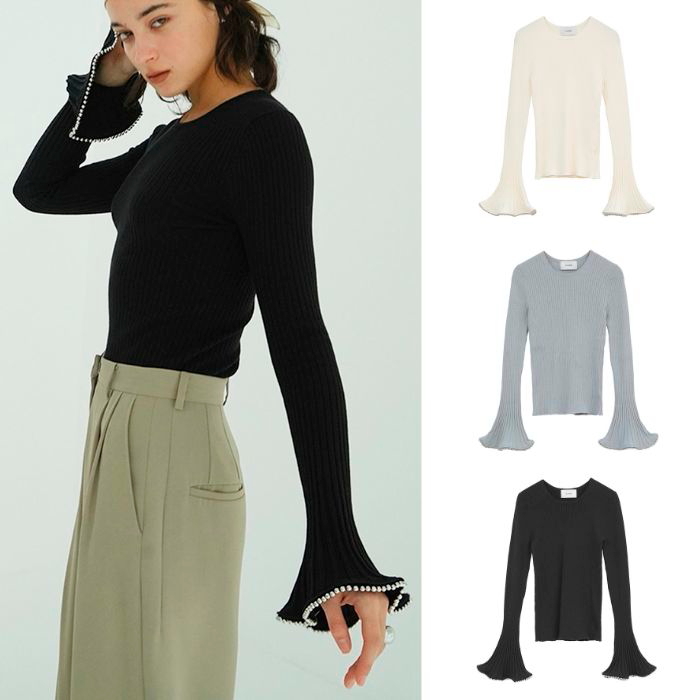 CLANE FRILL SLEEVE KNIT TOPSブラック2サイズ新品 CLANE/FRILL SLEEVE KNIT TOPS｜Daytona Park(FREAK'S STORE公式通販)