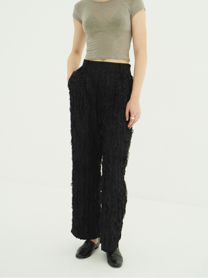 パンツ CLANE TOPSTITCHED FRILL STRAIGHT PANTS TOPSTITCHED FRILL STRAIGHT PANTS