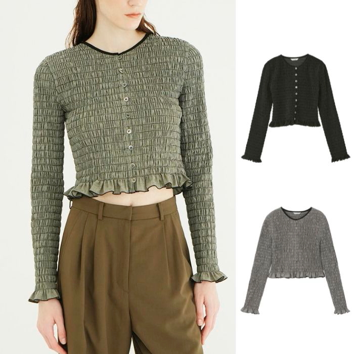 CLANE（クラネ） 正規商品 シャーリング ボタン トップス SHIRRING