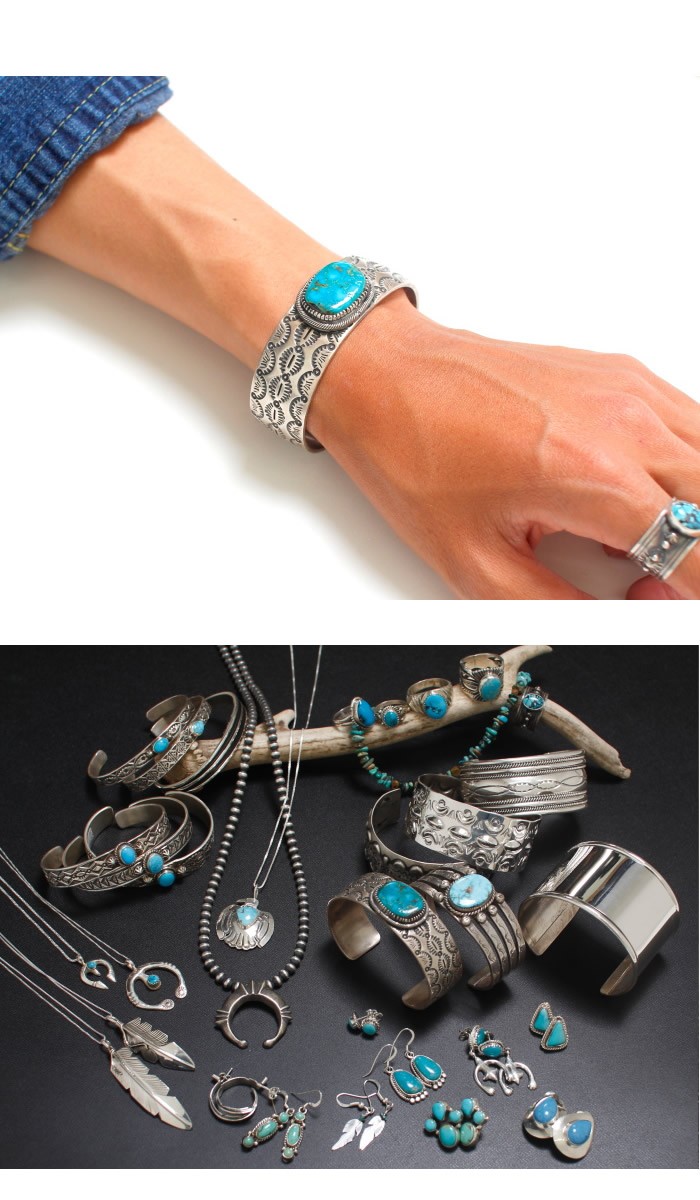 インディアンジュエリー ブルー ジェム ターコイズ Blue Gem ワイド