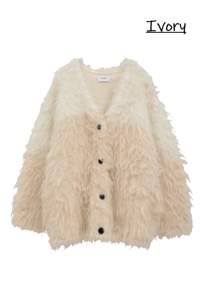 CLANE（クラネ） 正規商品 バイカラー シャギー ニット カーディガン