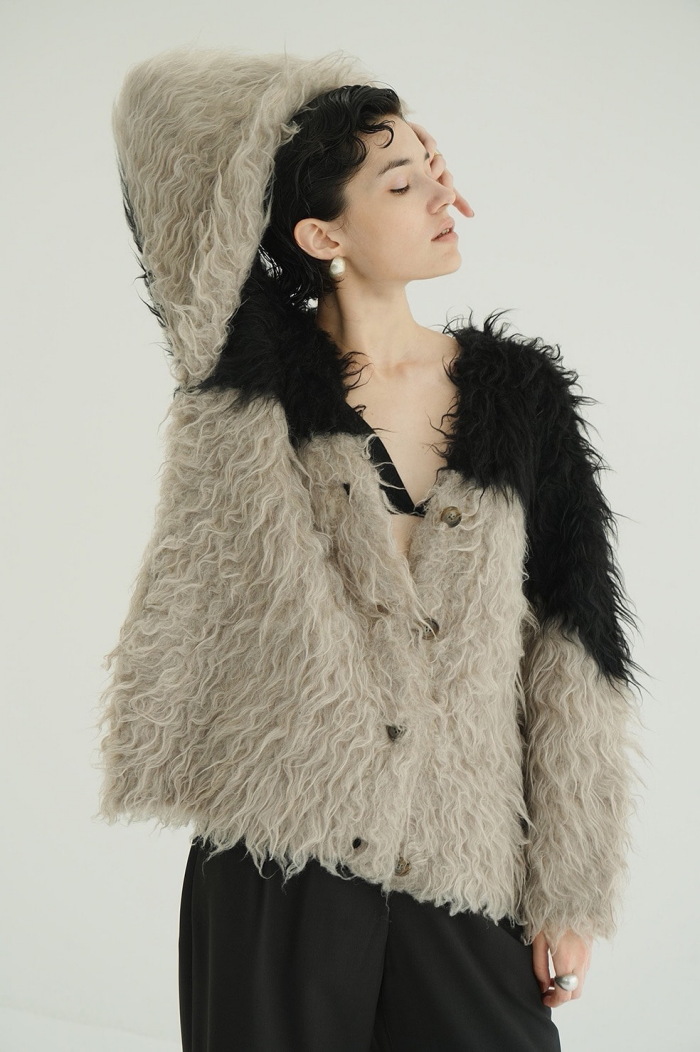 CLANE（クラネ） 正規商品 バイカラー シャギー ニット カーディガン