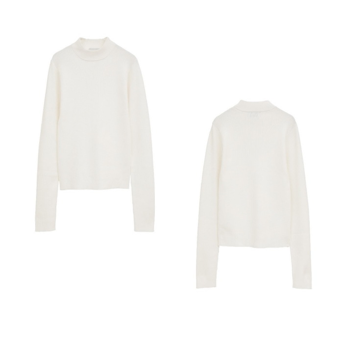 クラネ CLANE カットソー ニット チュニック 長袖 36 白 ホワイト / セール】DEEP NECK LADY TOPS（Tシャツ/カットソー）｜CLANE（クラネ