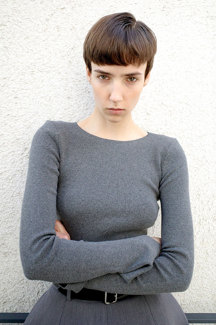 【美品】CLANE ショルダーパッドニットトップス ブラック2 CLANE クラネ “SHOULDER PADS KNIT TOPS” ショルダーパッドニット