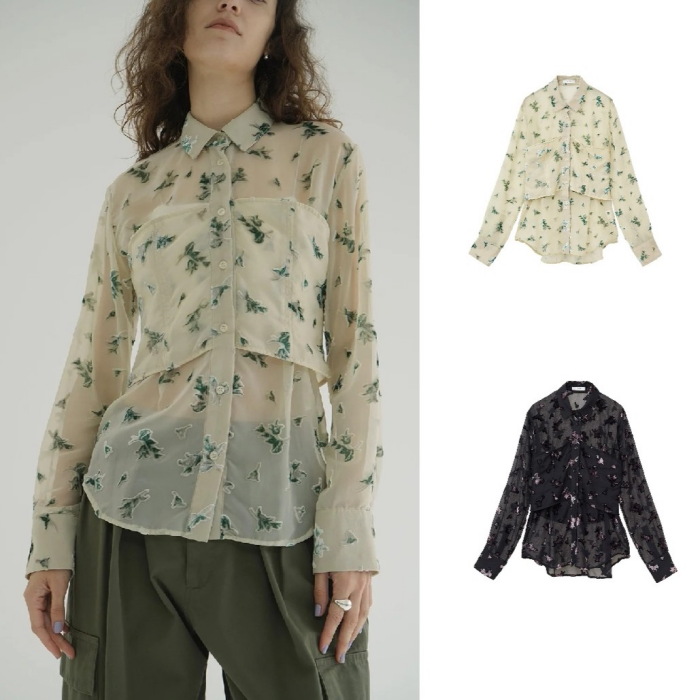 CLANE クラネ　パネルフラワーシャツ　ベージュ　Mサイズ CLANE - パネルフラワーシャツ - PANEL FLOWER SHIRT IVORY