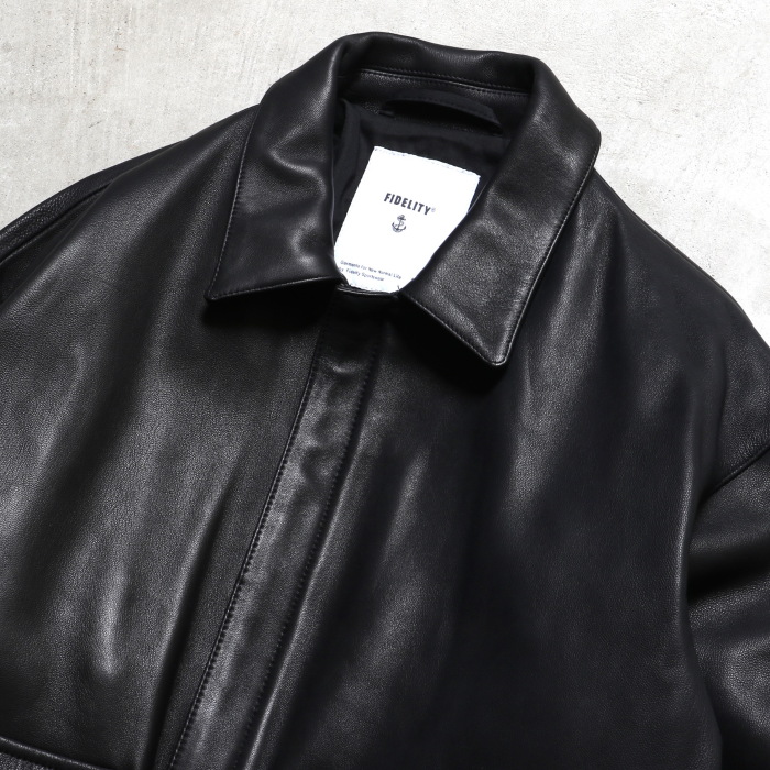 フィデリティ　ラムレザー　フライトジャケット　レザージャケット　黒　ブラック FIDELITY（フェデリティー） 革ジャン ライダース LAMB LEATHER ZIP