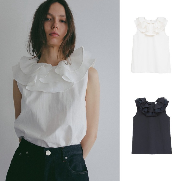 MANOF（マノフ） 正規商品 トップス ラッフルカラー ブラウス RUFFLE 