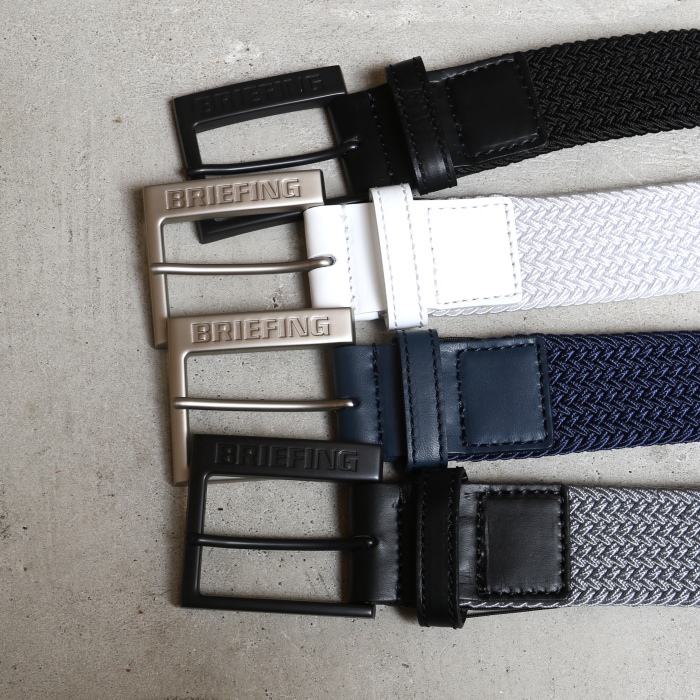 再入荷 ブリーフィング ゴルフ ベルト BRIEFING GOLF スクエア バックル メッシュ ベルト BELT  ホワイト/ブラック/ネイビー/グレー 4色展開