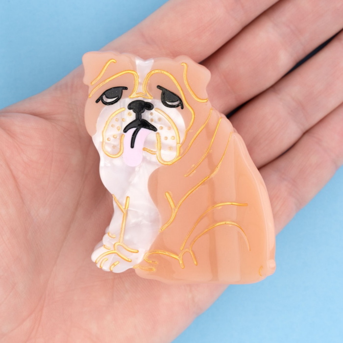 ククシュゼット 正規商品 ヘア アクセ クリップ 犬 Coucou Suzette イングリッシュ ブルドッグ ヘア クロー English  Bulldog Hair Claw ベージュ系 Beige