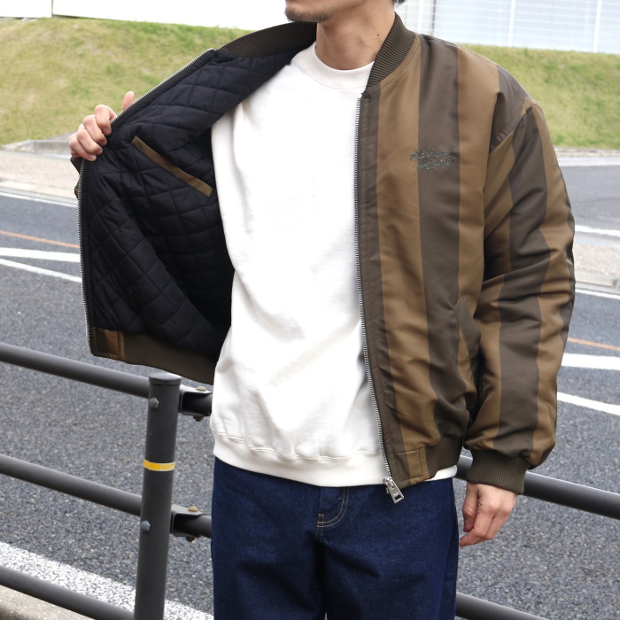 SALE 40%OFF メゾンキツネ アウター MAISON KITSUNE ハンドライティングロゴ ストライプ ボンバージャケット STRIPE  NYLON BOMBER JACKET 2023秋冬新作